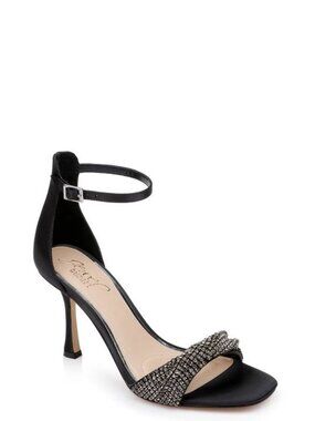 NEW JEWEL BADGLEY MISCHKA Women’s Yesica Heels – Black Satin – Size 9.5